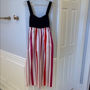 Kate Spade Black and Multicolor Striped Maxi Dress